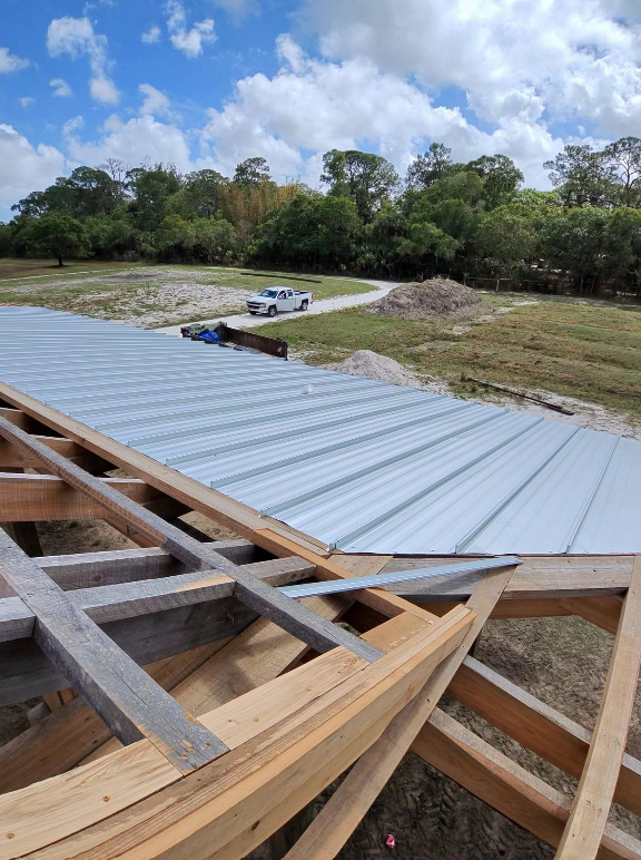 Metal Roof Installation in Progress in Fort Pierce, FL